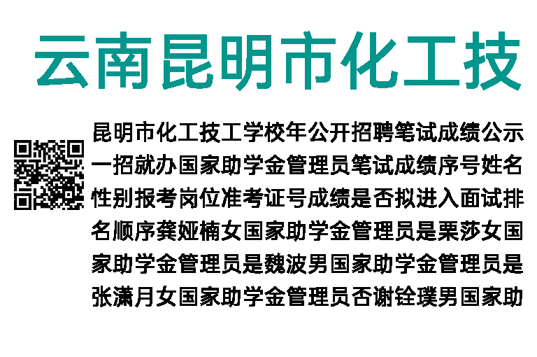 2014年云南昆明市化工技工学校笔试成绩公示