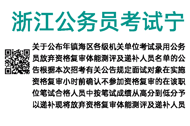 2023年浙江公务员考试宁波镇海区放弃资格复审(体能测评)及递补人员名单的公告